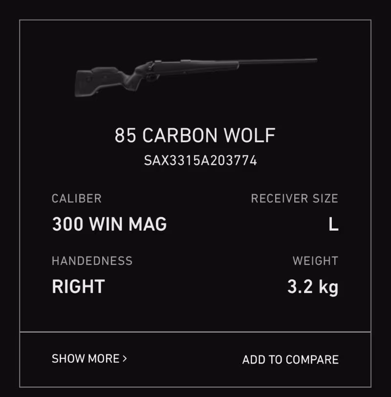 SIFIR KUTUSUNDA SAKO 85 CARBON WOLF