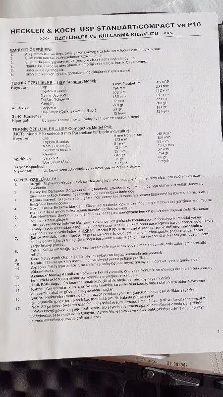 HK ALMAN ORDU SİLAHI 9MM PIRIL PIRIL