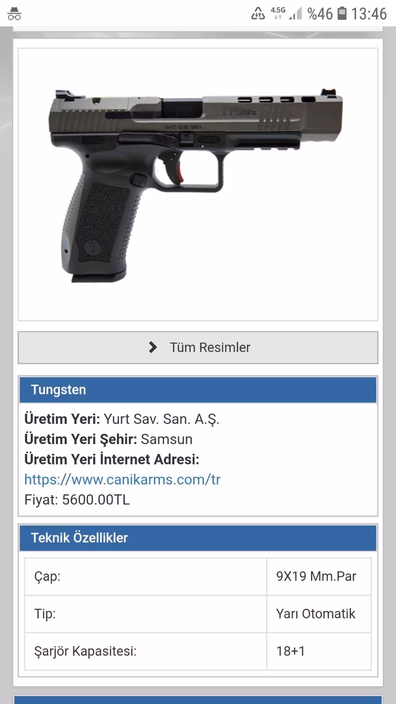 SIFIR CANİK TP9 SFX TUNGSTEN