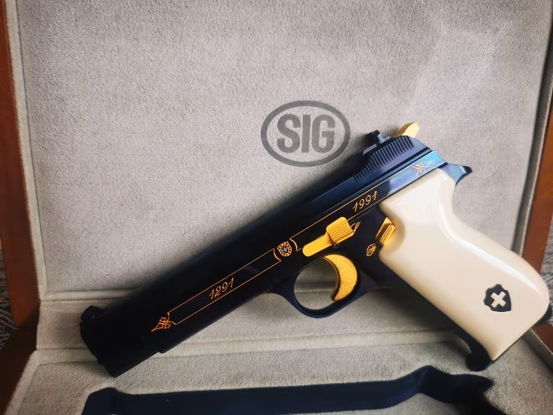 SIG P210 BLUE HELVETICA