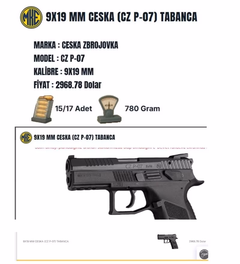 Sıfır ayarında CZ P07