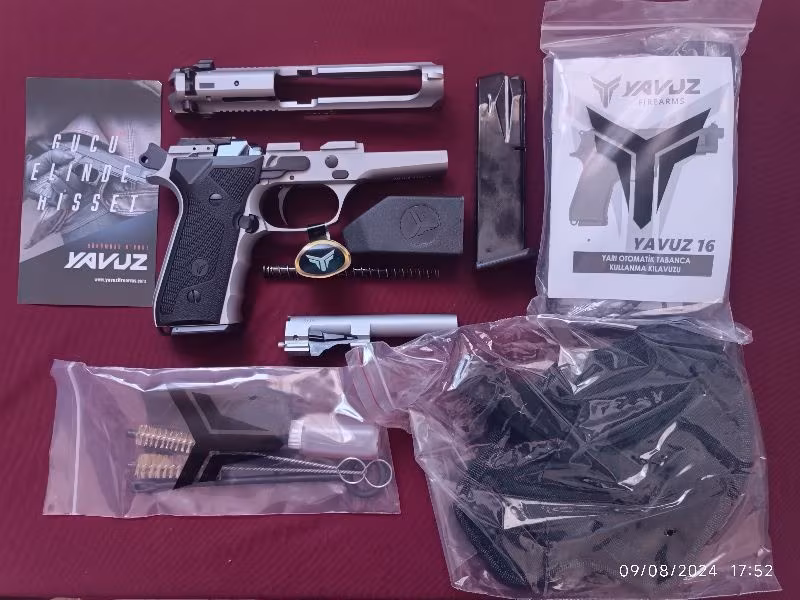 EMEKLİ EMNİYET GÖREVLİSİNDEN RUHSATLI SIFIR KUTUSUNDA HİÇ ATIŞ YAPILMAYAN BERETTA 92 FS KLONU MAT KROM YAVUZ 16 DEFENDER