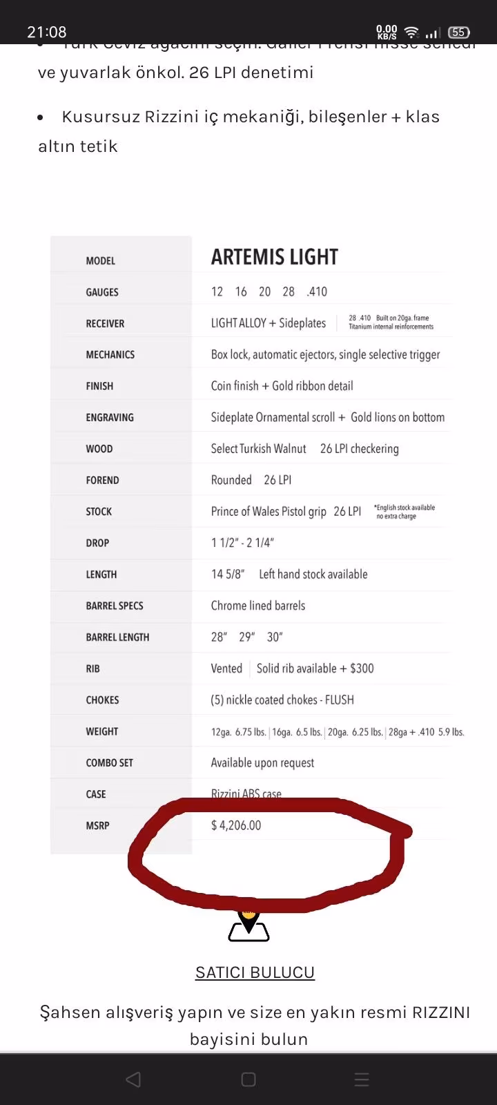 Rizzini Artemis lıght