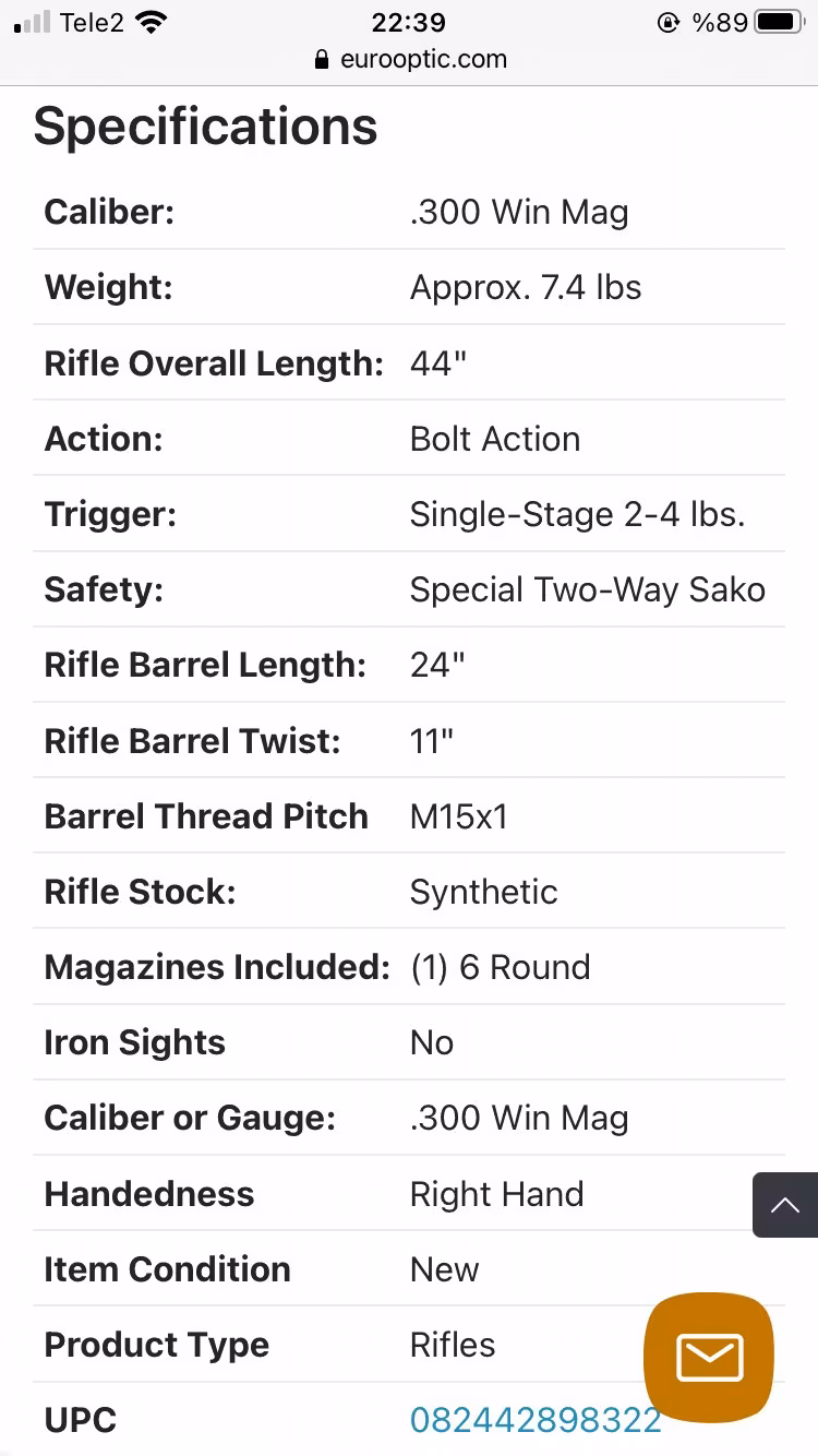 SIFIR KUTUSUNDA SAKO 85 CARBON WOLF