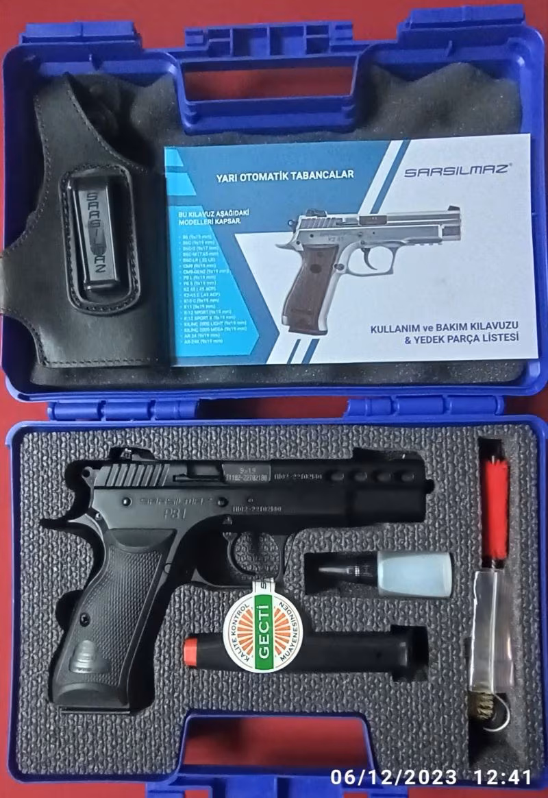 RUHSATLI SIFIR KUTUSUNDA HİÇ KULLANILMAYAN 2022 MODEL SARSILMAZ P 8 L SİYAH - 19.000 TL.