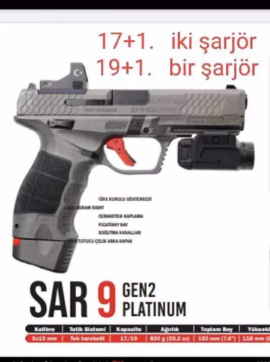 Sarsılmaz Sar 9 GEN 2 platium garantili