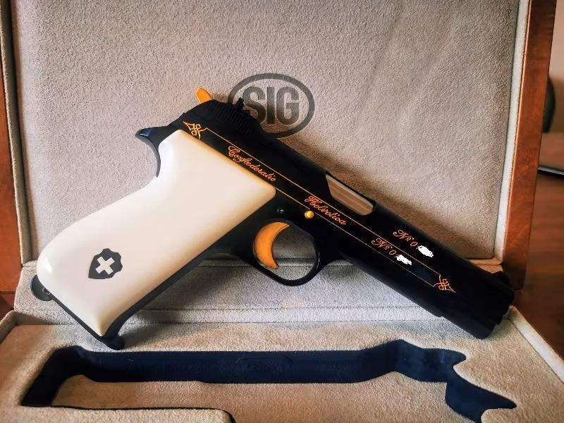 SIG P210 BLUE HELVETICA
