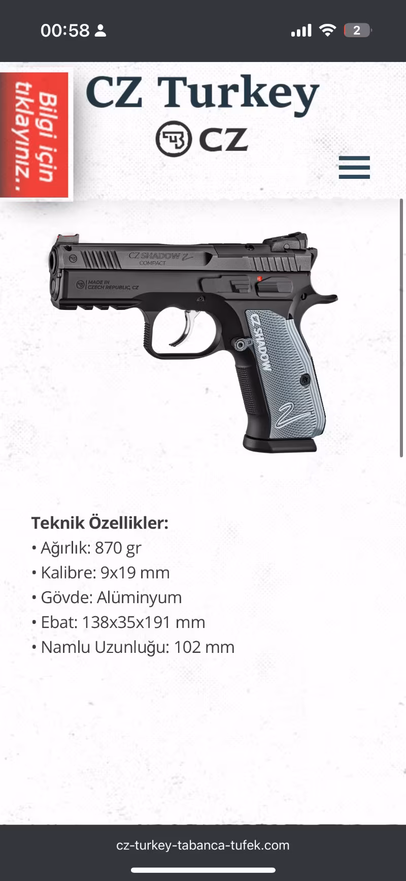 CZ shadow 2 compact 2025 Hiç Ateş edilmesi sürgüsü dahi çekilmedi