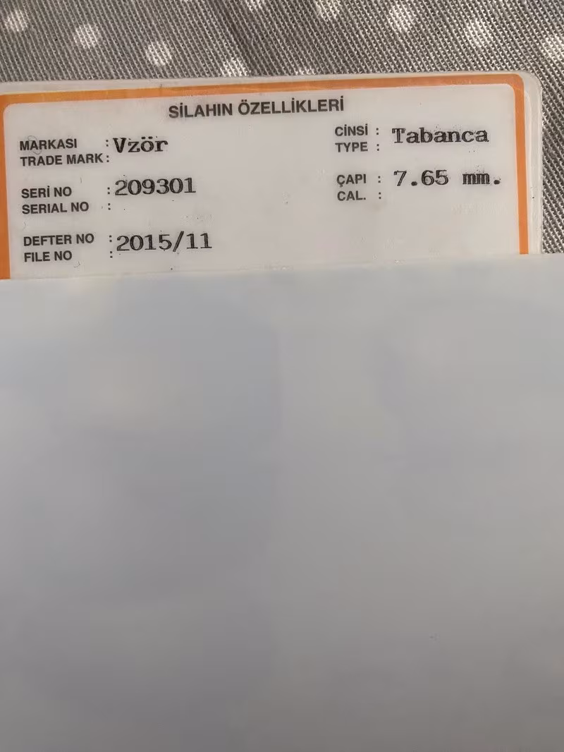 Ruhsat sahibinden Vizör 7.65