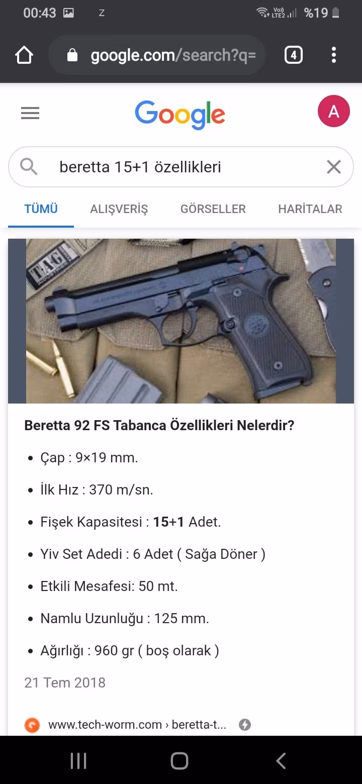 Baretta fs 92 tutulan model çok acil