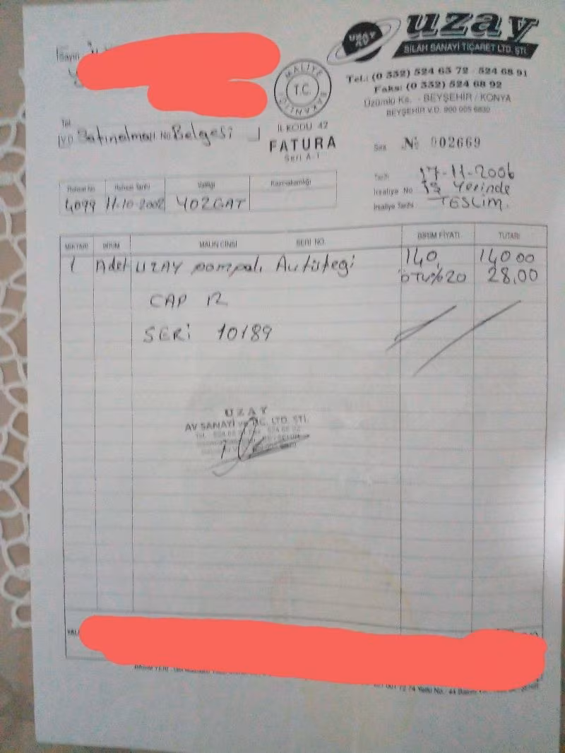 Uzay marka ruhsatlı pompalı av tüfeği l