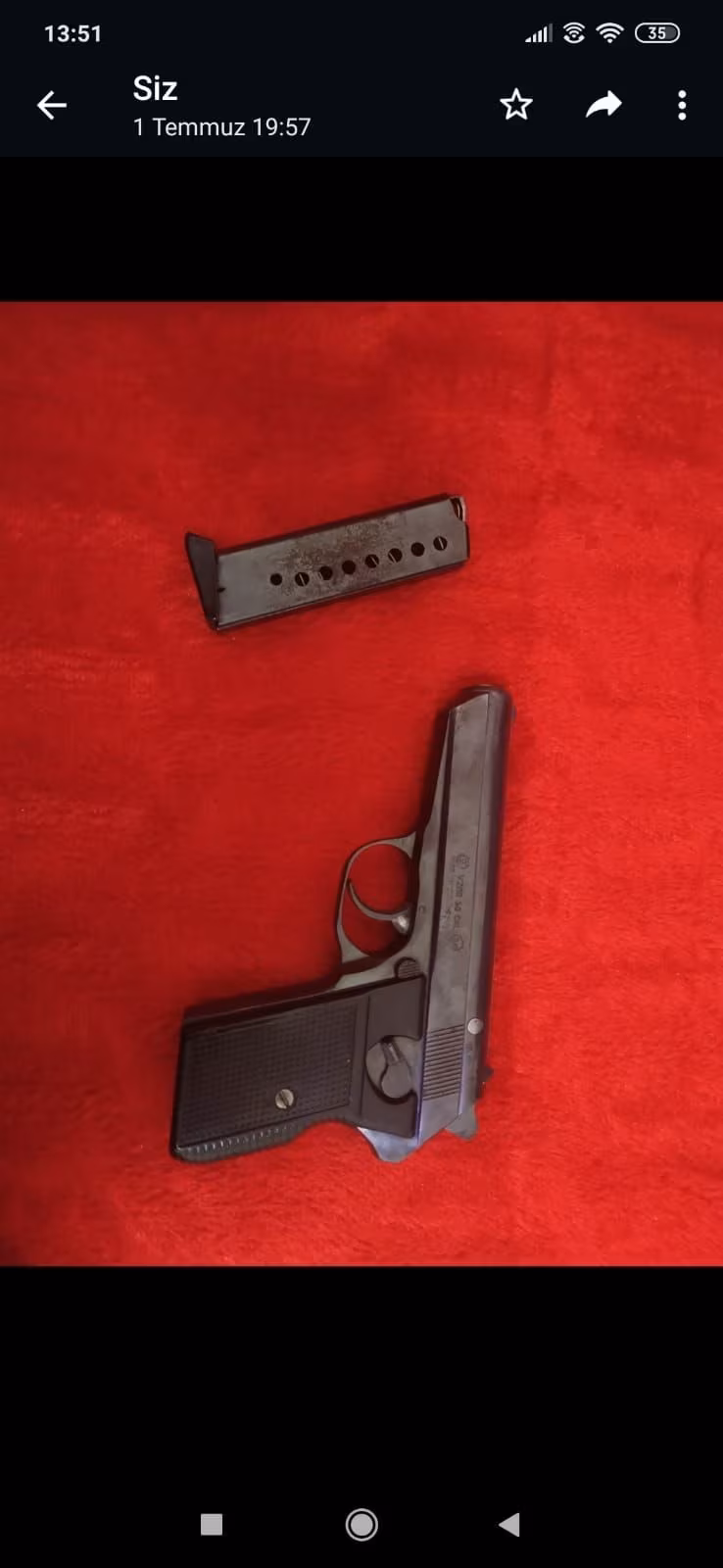 EMEKLİ ASTSUBAYDAN TABANCA  ÇEK VİZÖR 7.65