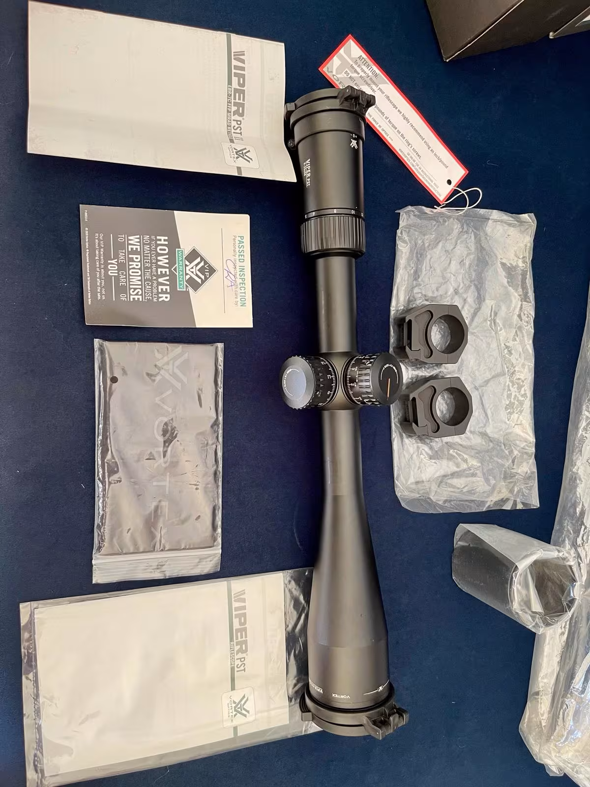Vortex Viper PST Gen II 5-25x50 FFP EBR-7C + Vortex Pro Rings + Tenebraex Tactical Tough Caps