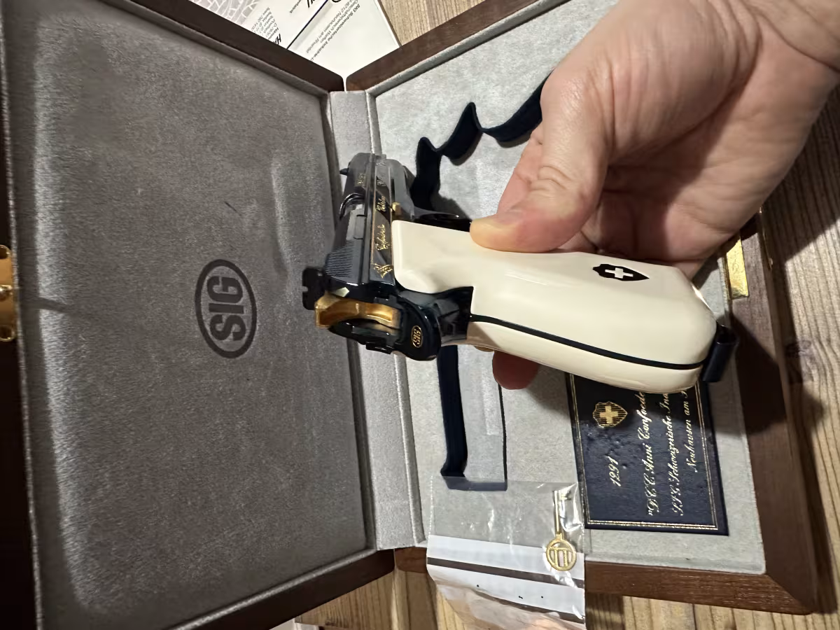 Sig p 210 blue helvetica